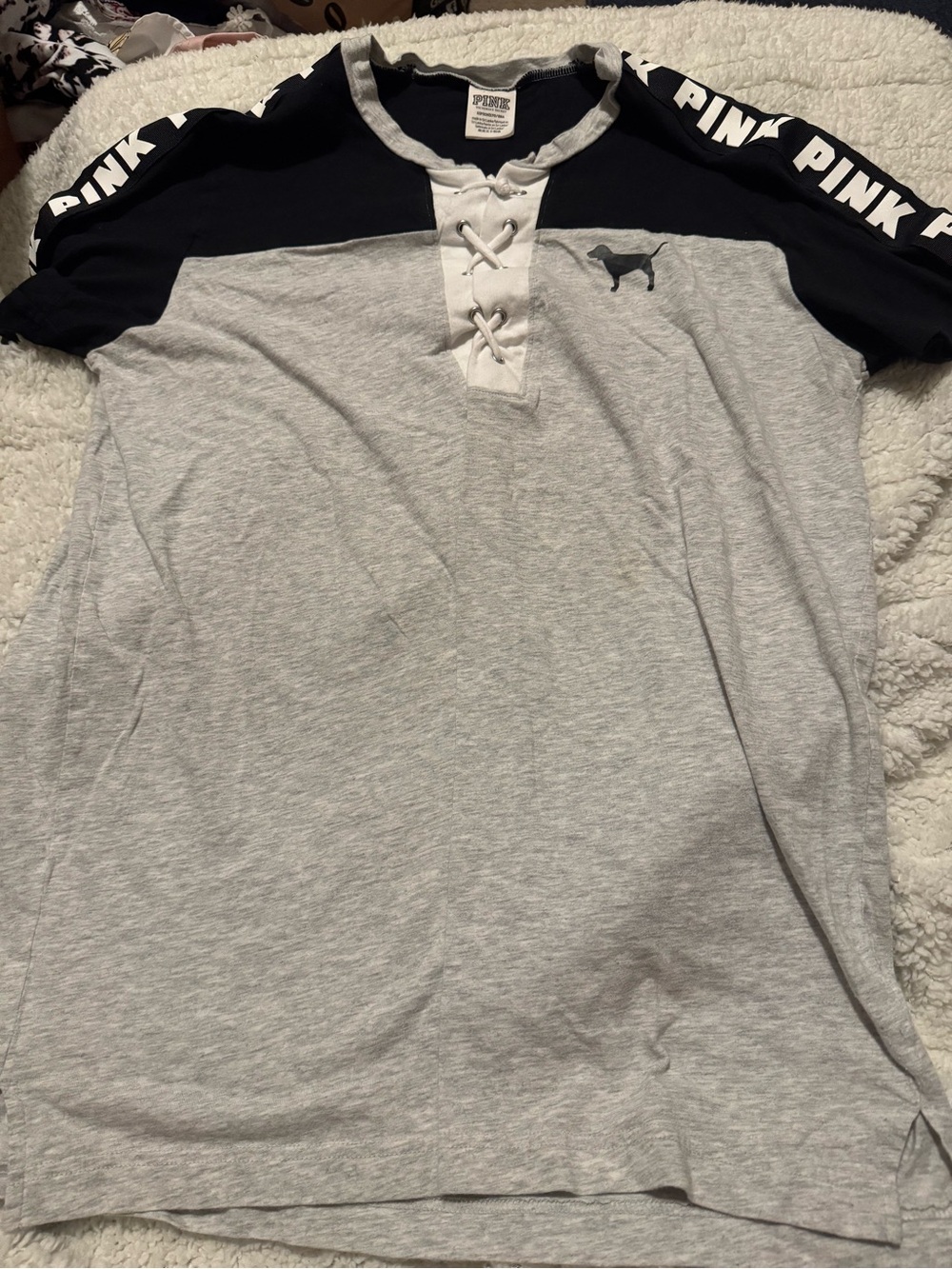 PINK Victoria's Secret Gray and Black t shirt